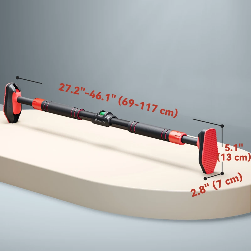 Soozier Pull Up Bar Doorway No Screws, Chin Up Bar with Level Metre, 27.6" -38.2" (70-97 cm) Width Adjustable, Max Load 440lbs