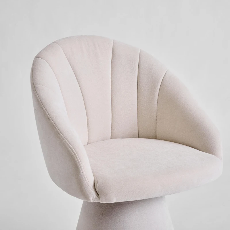 Elegant Swivel Accent Armchair with Curved Backrest, Chenille Vanity Chair with 360° Rotation and Armrests, 22.5'' L x 22" W x 31.5" H, Beige