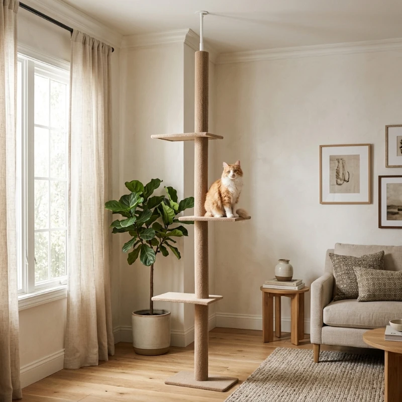 PawHut 4-level Platform Cat Tree with Sisal-Covered Scratching Posts Natural Cat Tree Activity Center for kittens , Brown