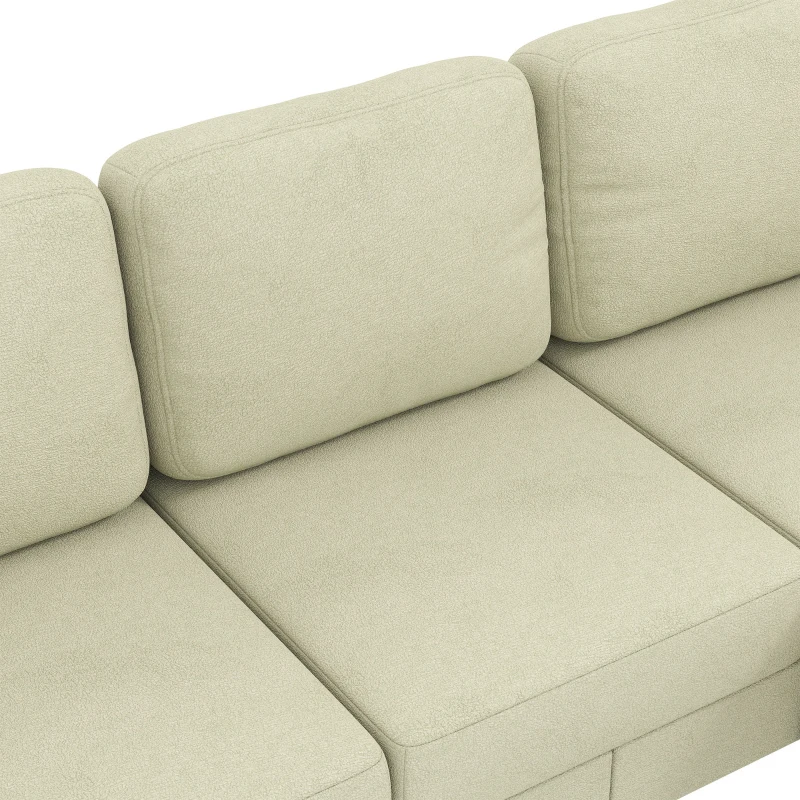 HOMCOM 78" Sectional Sofa, Small L Shaped 3-Seater Couch with Ottoman, Thick Cushions, Pocket Springs, Beige