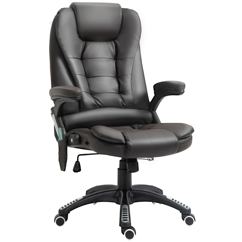 HOMCOM Executive Massage Chairs Heated High Back Reclining Office Chair Swivel Leather Adjustable Vibrating Furniture Black
