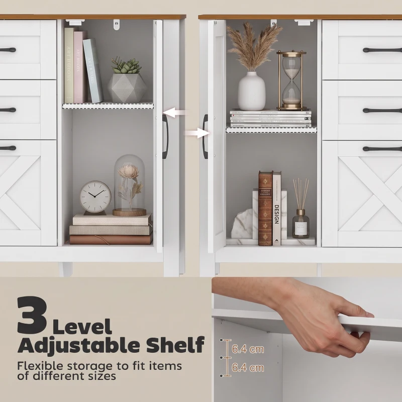 HOMCOM Filing Cabinet with 3 Drawers Printer Stand Adjustable Shelf Door Cabinet White Walnut