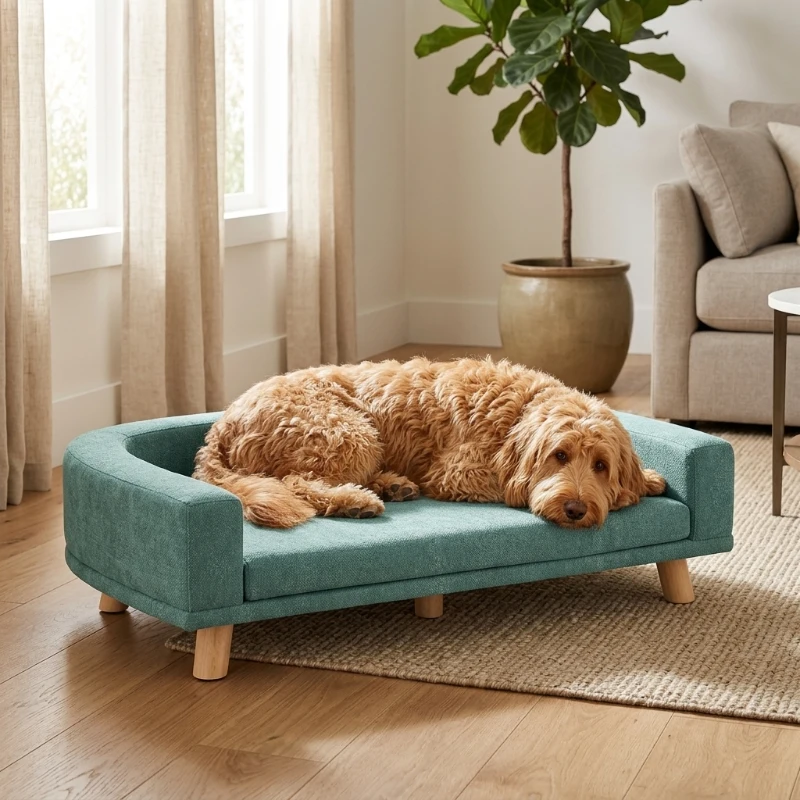 PawHut Dog Sofa Couch Bed with Washable Cushion for Large Dogs, Cats, Green