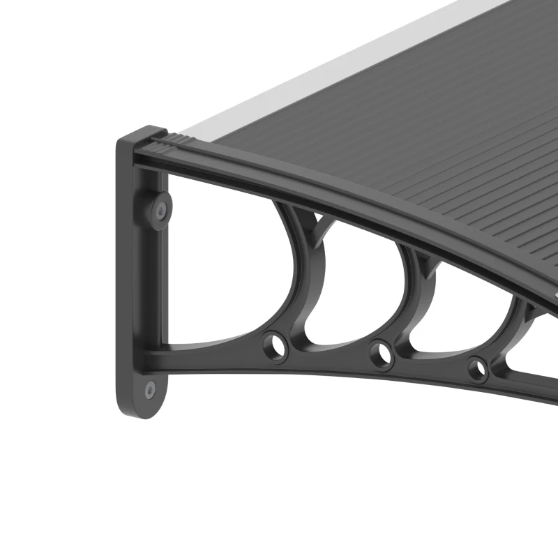 Outsunny Window Awning Door Canopy, 77.2" x 29.5" Modern Polycarbonate Cover with Solid Panel, Black