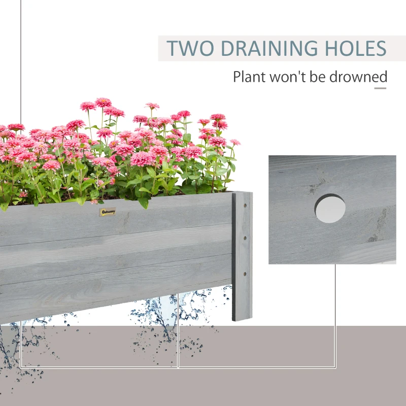 Outsunny 3.3 x 1.2 x 1.2 ft Garden Raised Bed Planter Grow Containers for Outdoor Patio Plant Flower Vegetable Pot, Grey