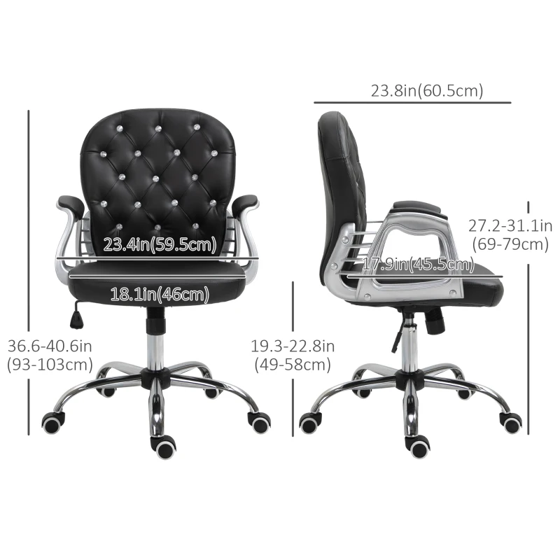 Vinsetto Office Chair, Comfortable Computer Desk Chair with Padded Seat and Adjustable Height, Tufted Back, Black
