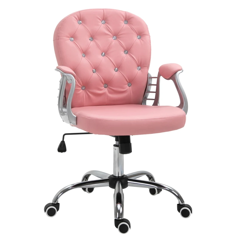 Vinsetto Office Chair, Computer Desk Chair with Adjustable Height and Tufted Back, Pink