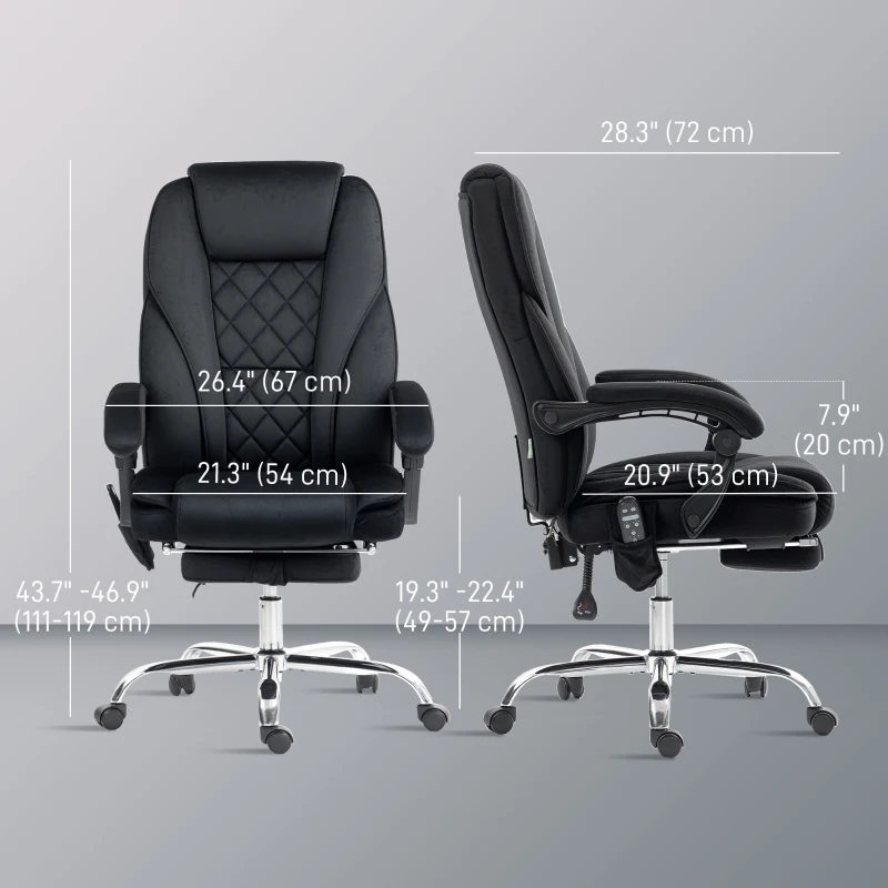 Vinsetto Massage Office Chair, Reclining Computer Chair with Adjustable Height and Footrest, Black