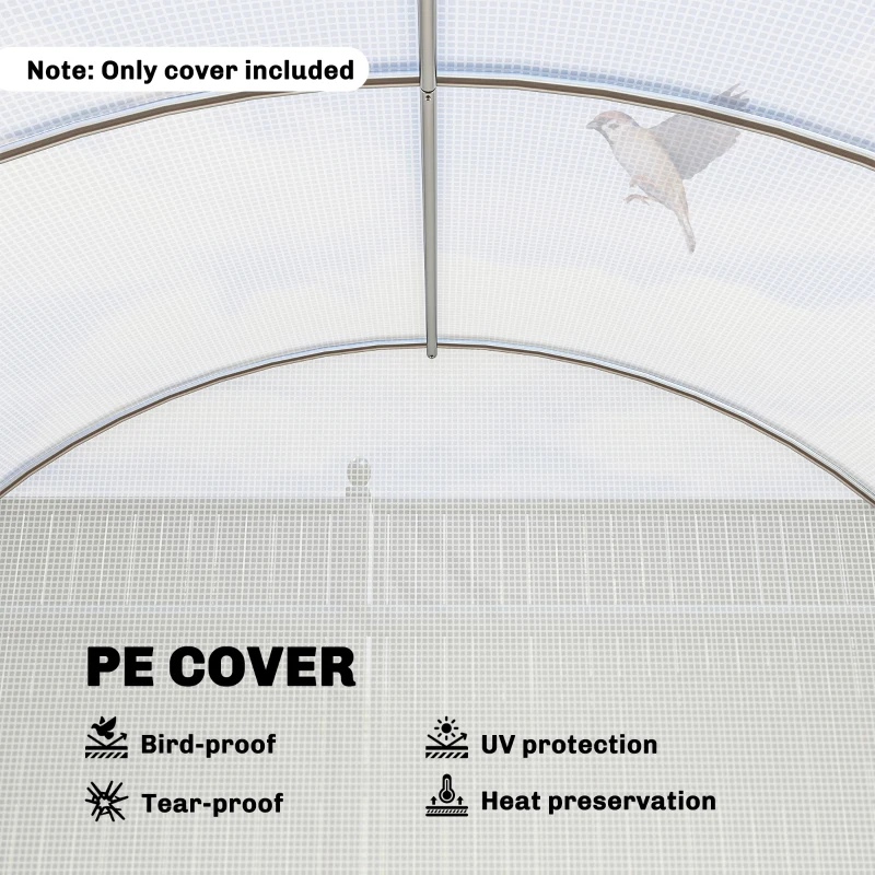 Outsunny 19.7' x 9.8' x 6.6' Plastic Greenhouse Cover Replacement, Heavy Duty Waterproof Tarp for Hoop House, Sheeting with 12 Windows, Door & Reinforcement Grid, White(m-6)