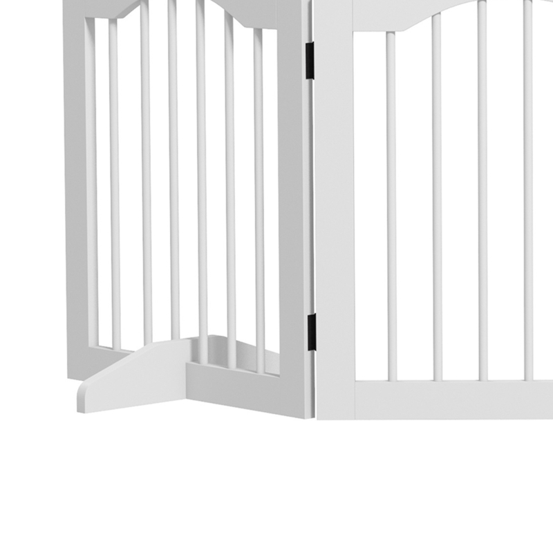 PawHut 24"H Foldable Dog Gate, 4 Panels Freestanding Pet Gate Barriers Indoor with Support Feet White