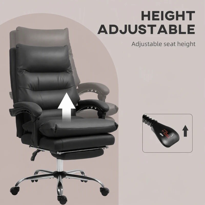 Vinsetto Executive Office Chair with 6-Point Massage, Microfibre Reclining Computer Chair with Footrest, Black
