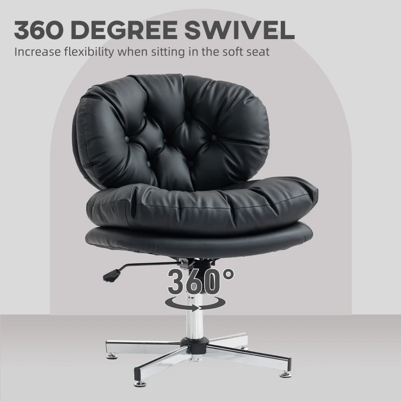 HOMCOM Computer Desk Chair, Armless Office Chair with Wide Padded Seat and Adjustable Height, Black