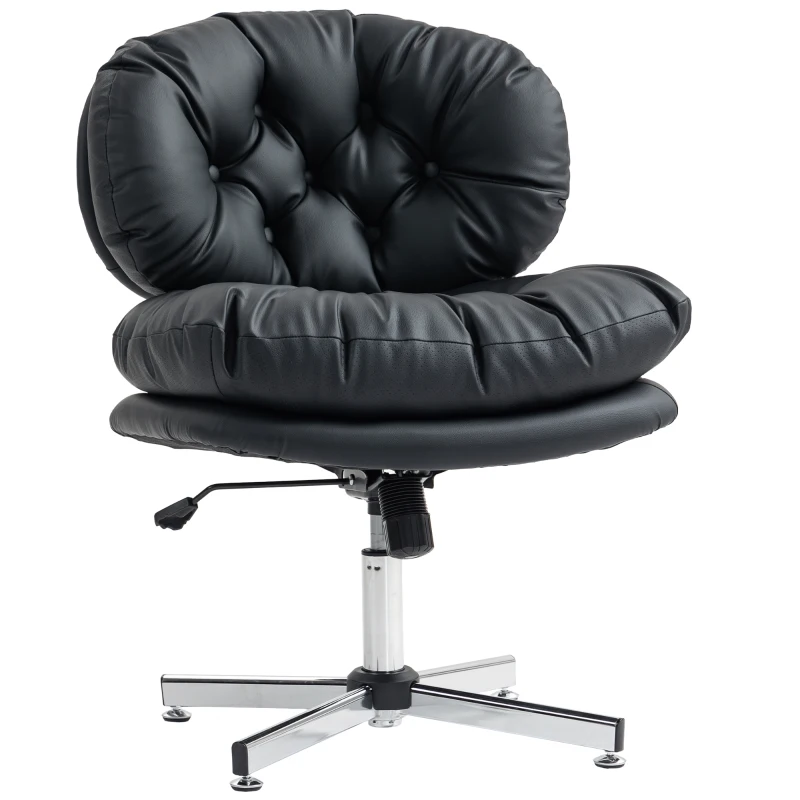 HOMCOM Computer Desk Chair, Armless Office Chair with Wide Padded Seat and Adjustable Height, Black
