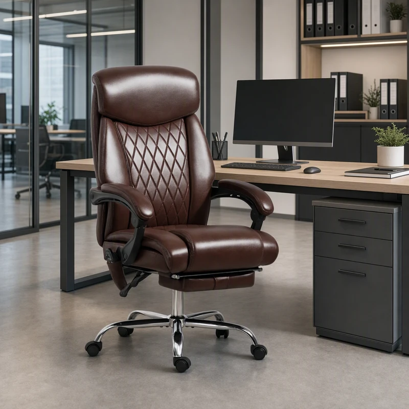 HOMCOM 6 Point Massage Office Chair with Remote, Ergonomic Reclining Computer Desk Chair with Footrest, Side Pocket, Dark Brown