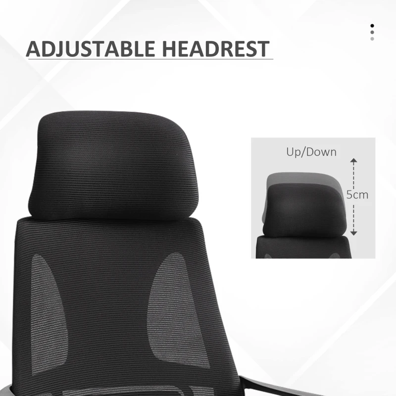 Vinsetto Mesh Office Chair with Up&Down Headrest, Ergonomic Computer Desk Chair with Adjustable Tilt Angle, Height Adjustable Swivel Seat with Lumbar Support for Office, Black