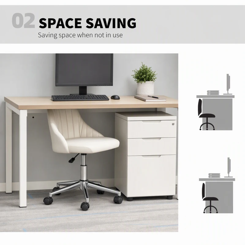 Vinsetto Velvet Office Chair with Adjustable Height, Swivel Wheels for Office, Cream