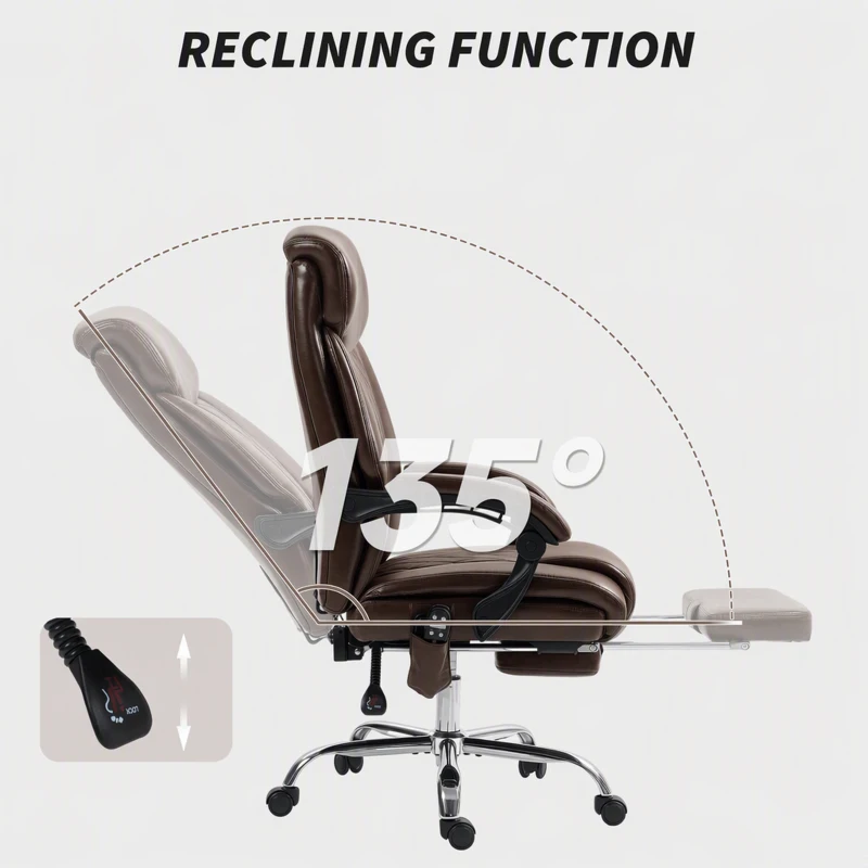 HOMCOM 6 Point Massage Office Chair with Remote, Ergonomic Reclining Computer Desk Chair with Footrest, Side Pocket, Dark Brown