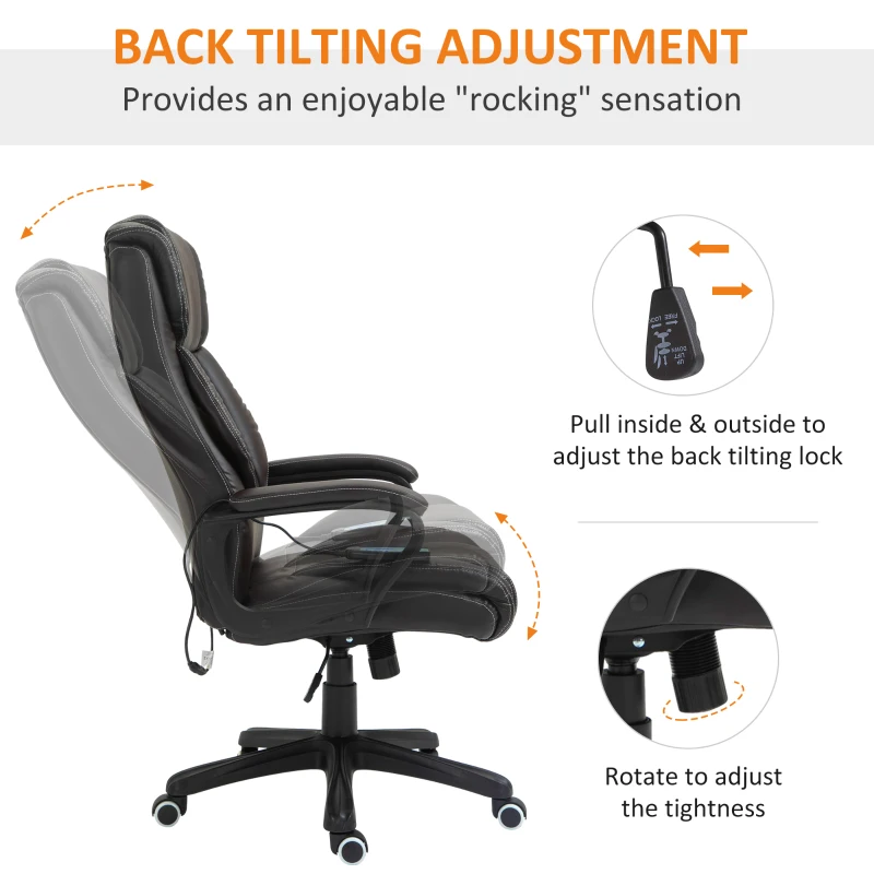 Vinsetto Massage Office Chair, High Back Executive Office Chair with 6-Point Vibration, Timer, Adjustable Height, Brown