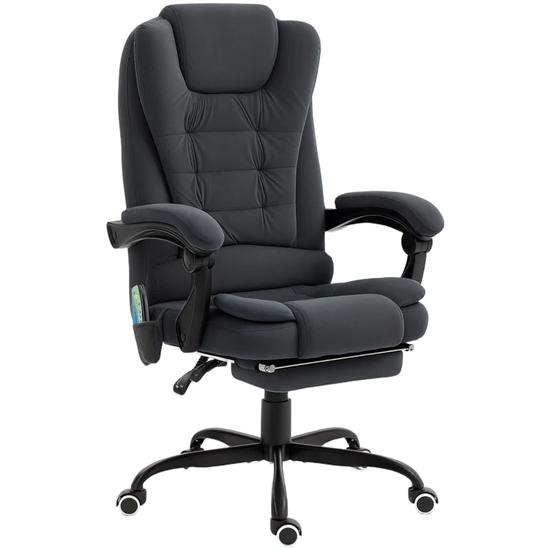 Vinsetto 7-Point Vibrating Massage Chair, Reclining Office Chair with Footrest, Reclining Back, Adjustable Height, Black