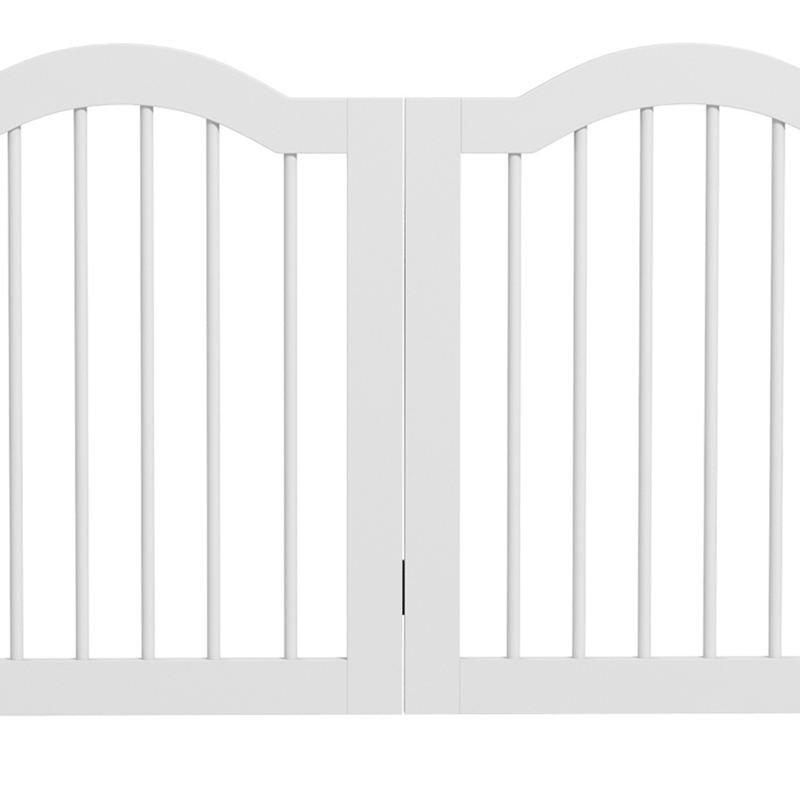 PawHut 24"H Foldable Dog Gate, 4 Panels Freestanding Pet Gate Barriers Indoor with Support Feet White
