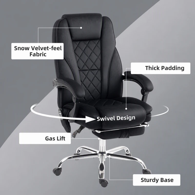 Vinsetto Massage Office Chair, Reclining Computer Chair with Adjustable Height and Footrest, Black