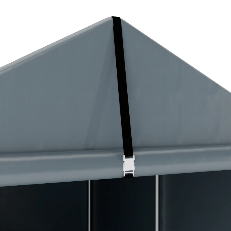 Outsunny 7'x5' Portable Shed, Outdoor Storage Shed with Roll-up Zipper Door, Galvanized Metal Frame for Garden Tools, Dark Grey