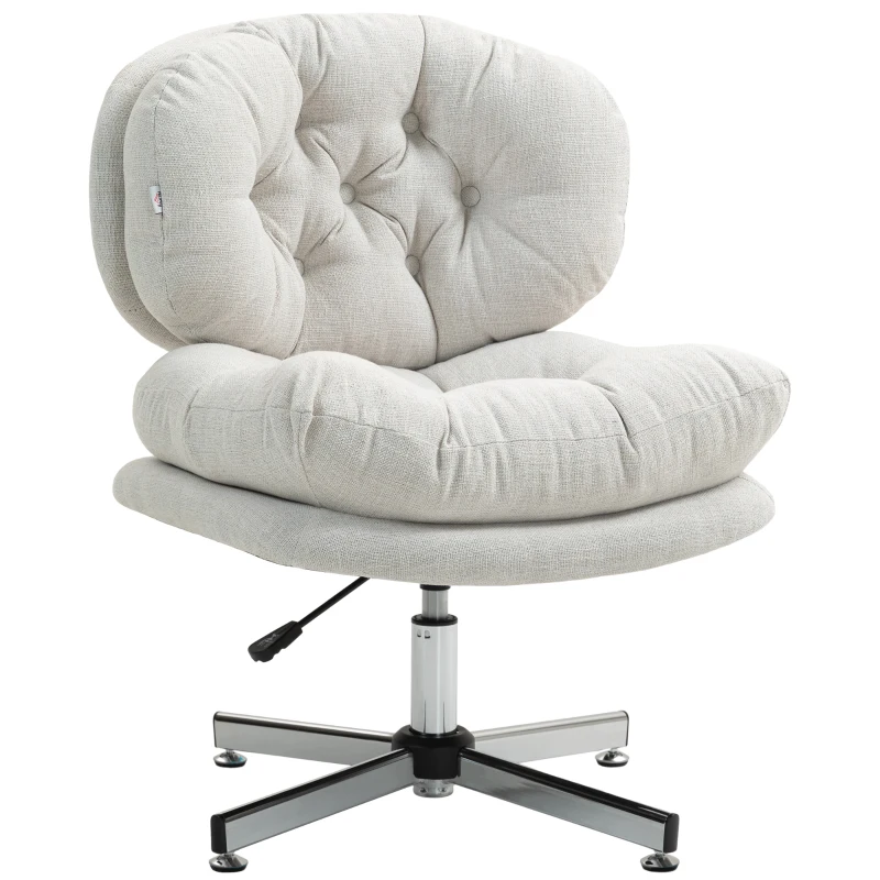 HOMCOM Computer Desk Chair, Armless Office Chair with Wide Padded Seat and Adjustable Height, Cream White