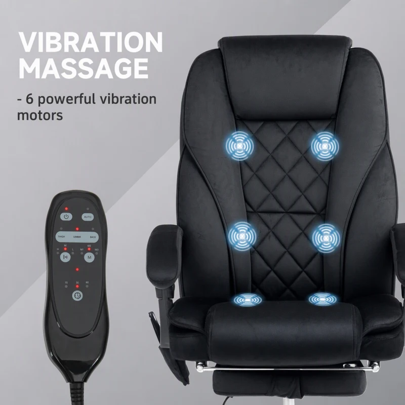 Vinsetto Massage Office Chair, Reclining Computer Chair with Adjustable Height and Footrest, Black