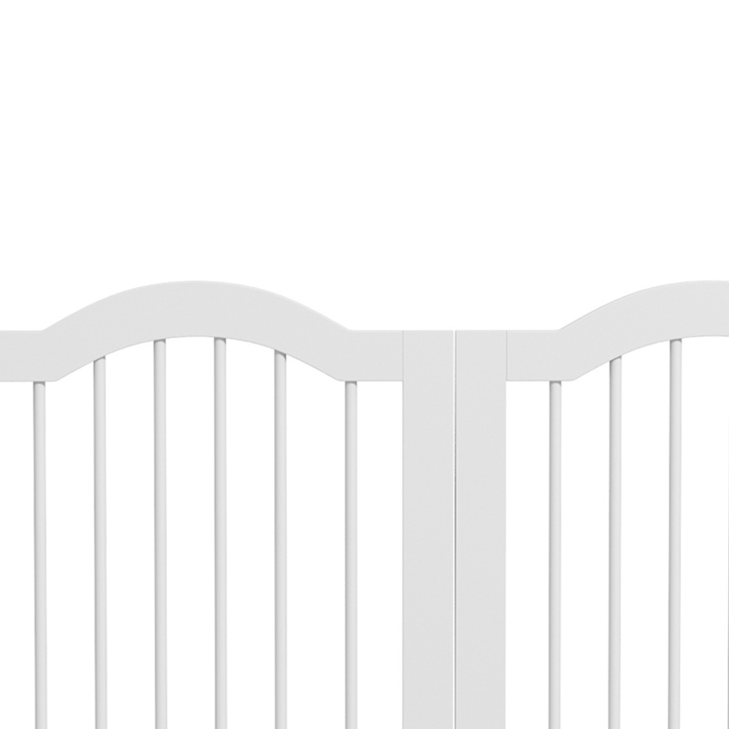 PawHut 24"H Foldable Dog Gate, 4 Panels Freestanding Pet Gate Barriers Indoor with Support Feet White