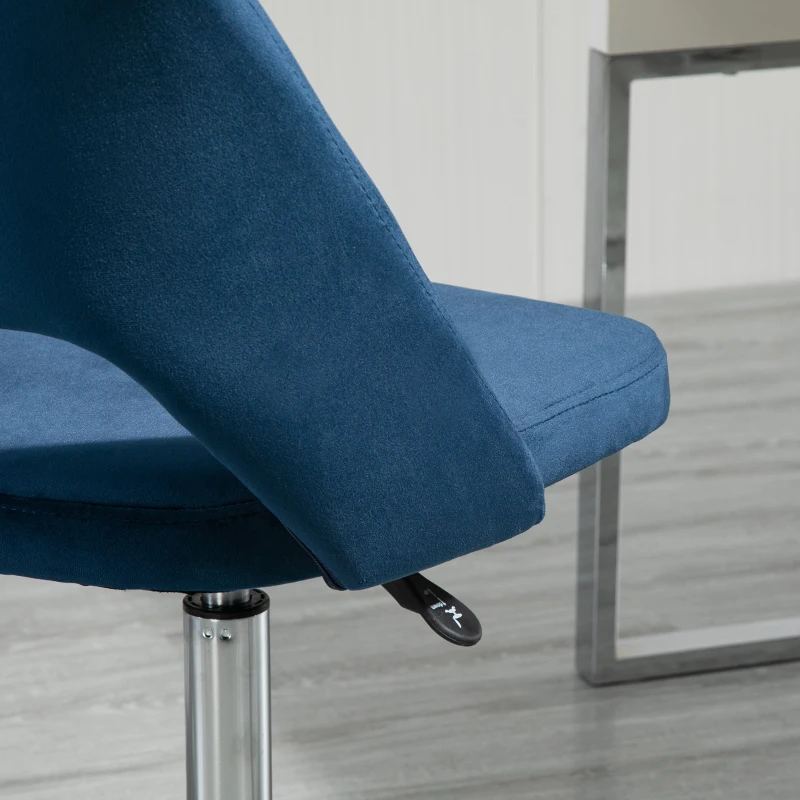 Vinsetto Mid Back Office Chair Velvet Fabric Swivel Scallop Shape Computer Desk Chair, Blue