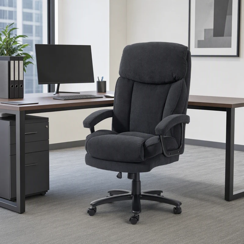 HOMCOM Big and Tall Executive Office Chair, Up to 450 lbs. Heavy Duty Desk Chair, Computer Chair for Heavy People, Black