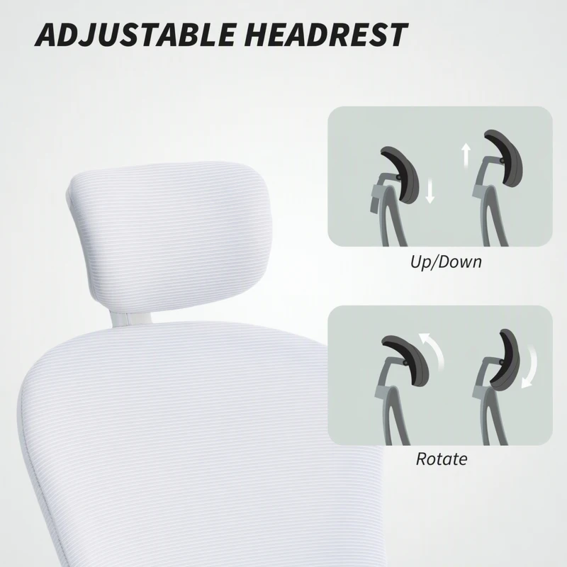 Vinsetto Office Chair, Mesh Computer Desk Chair with Adjustable Headrest, 4D Lumbar Support, Flip-up Arm, White