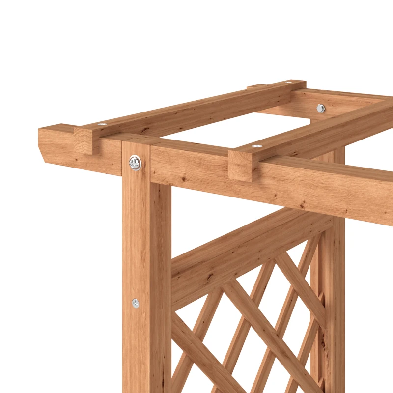 Outsunny Raised Garden Bed with Trellis, Wooden Raised Planter Box with Hanging Roof and 2 Drainage Holes, Orange
