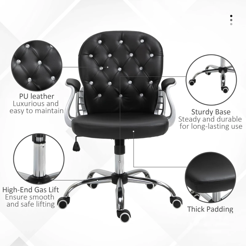 Vinsetto Office Chair, Comfortable Computer Desk Chair with Padded Seat and Adjustable Height, Tufted Back, Black