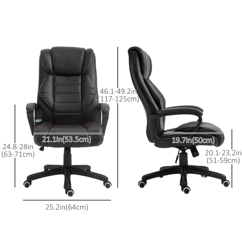 Vinsetto Massage Office Chair, High Back Executive Office Chair with 6-Point Vibration, Timer, Adjustable Height, Brown