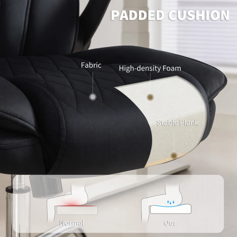 HOMCOM Executive Office Chair, Desk Chair with Flip-up Armrest, Diamond Fabric Computer Chair for Office, Black