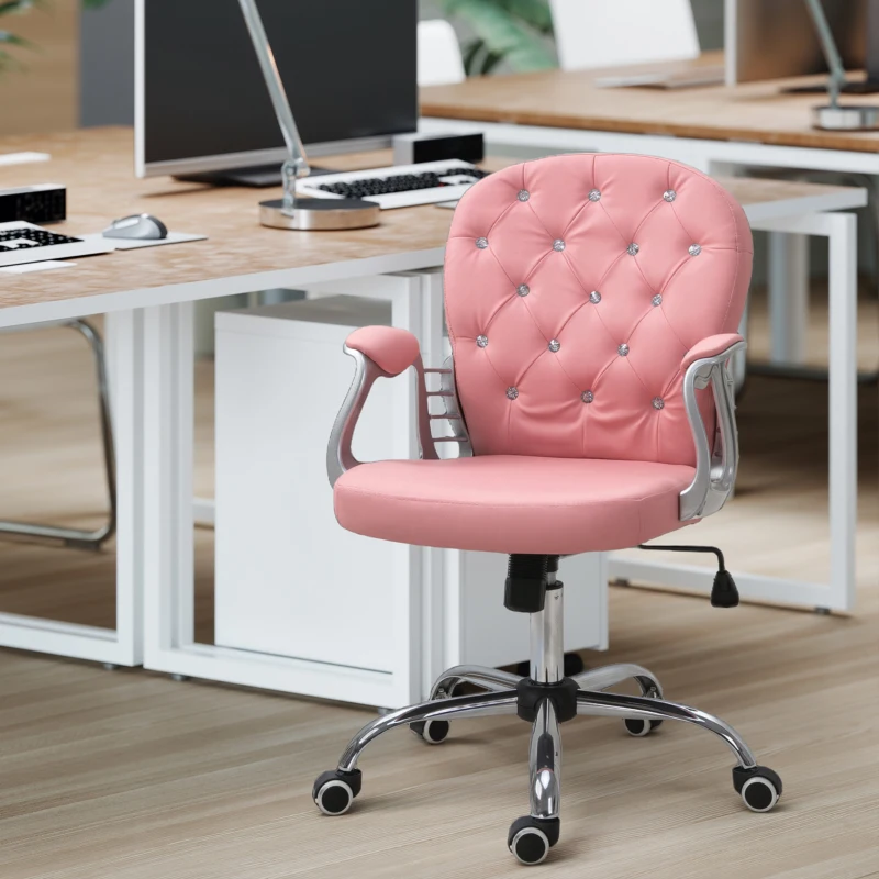 Vinsetto Office Chair, Computer Desk Chair with Adjustable Height and Tufted Back, Pink