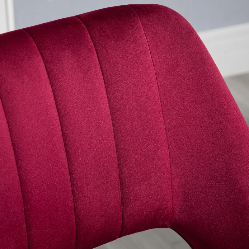 Vinsetto Mid Back Office Chair Velvet Fabric Swivel Scallop Shape Computer Desk Chair, Red