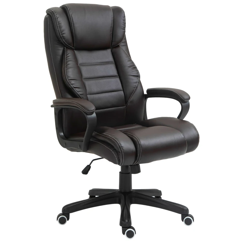 Vinsetto Massage Office Chair, High Back Executive Office Chair with 6-Point Vibration, Timer, Adjustable Height, Brown