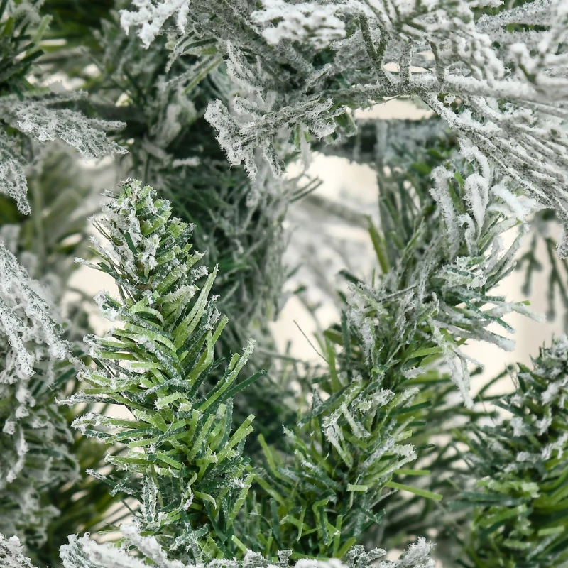 HOMCOM 6 Feet Pencil Snow Flocked Artificial Christmas Tree with 517 Realistic Cypress Branches, Auto Open, Green