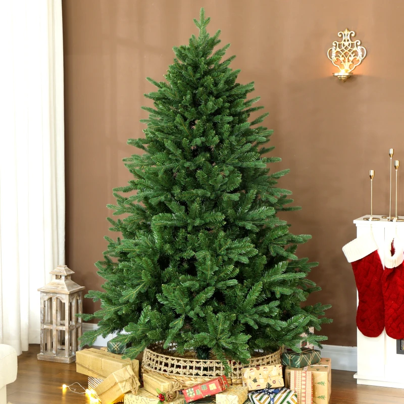 HOMCOM 6.5ft Christmas Tree with Synchronized LEDs, DIY Function, Frasier Grande Fir with Hinge Design, Remote, Daily Timer
