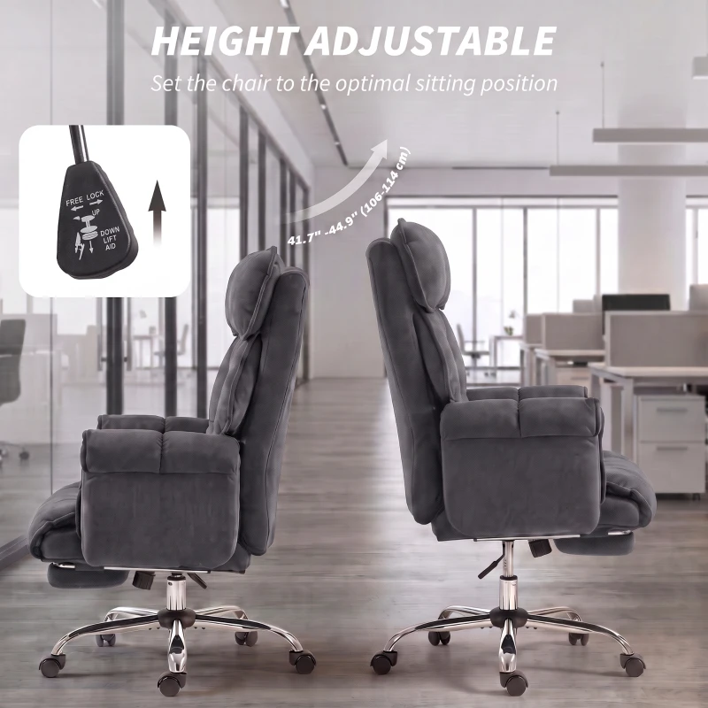 HOMCOM Desk Chair, Computer Office Chair with Footrest, Adjustable Backrest and Headrest, Dark Grey