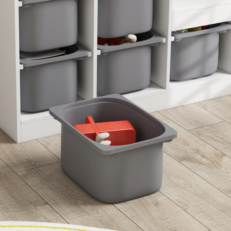 Qaba 3 Layers Toy Storage Organizer Kids Bookshelf Children Toy Storage w/ 6 Plastic Bins, Grey