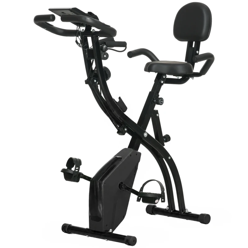 Soozier 3 in 1 Folding Exercise Bike, Foldable Stationary Bike with 8-Level Magnetic Resistance, Adjustable Seat, Black