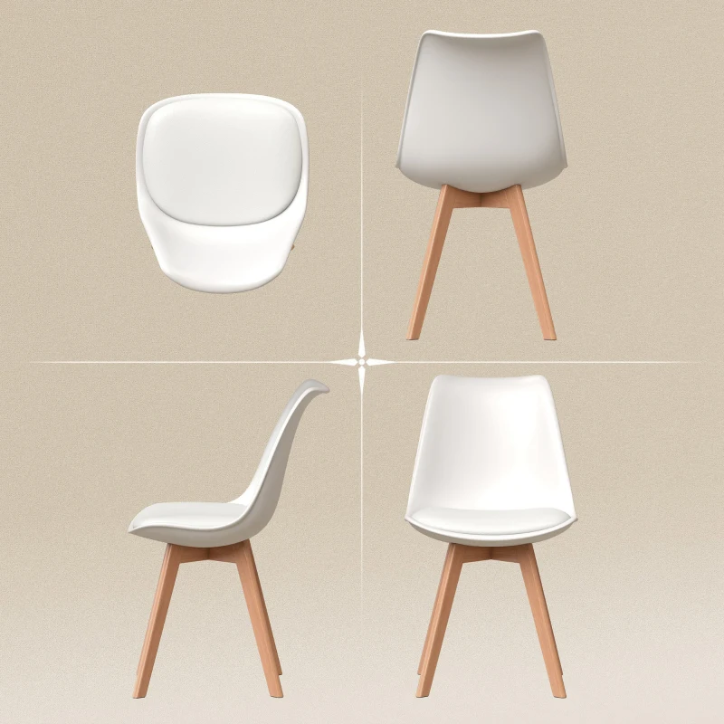 HOMCOM Modern Dining Table Chairs Set of 6, Rubber Wood Kitchen Table Chairs with PU Leather Cushion for Living Room, Bedroom