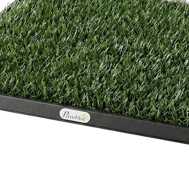 PawHut Dog Grass Pad with Tray, Artificial Grass Pet Training Toilet with Drainage Grid, 2 Grass Mats