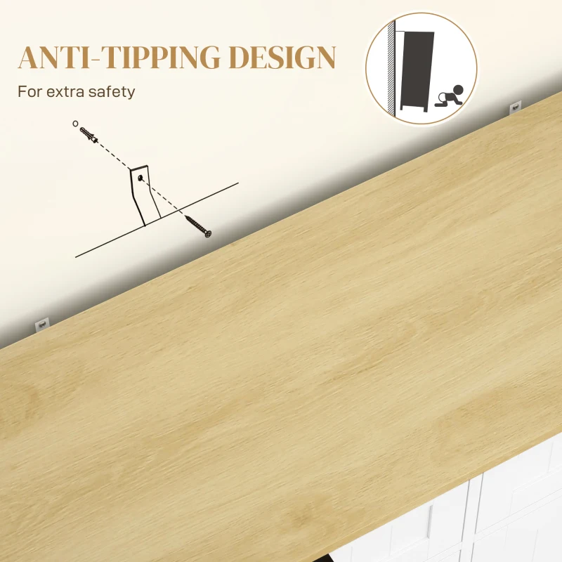 HOMCOM Hidden Garbage Bin Cabinet, Tilt Out Trash Cabinet w/ 2 Drawers, Freestanding Kitchen Island for Laundry, White