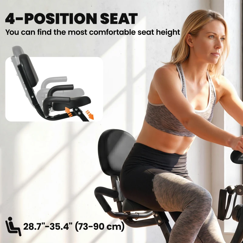 Soozier 3 in 1 Folding Exercise Bike, Foldable Stationary Bike with 8-Level Magnetic Resistance, Adjustable Seat, Black