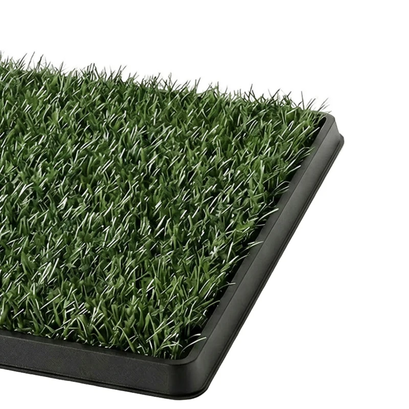 PawHut Dog Grass Pad with Tray, Artificial Grass Pet Training Toilet with Drainage Grid, 2 Grass Mats