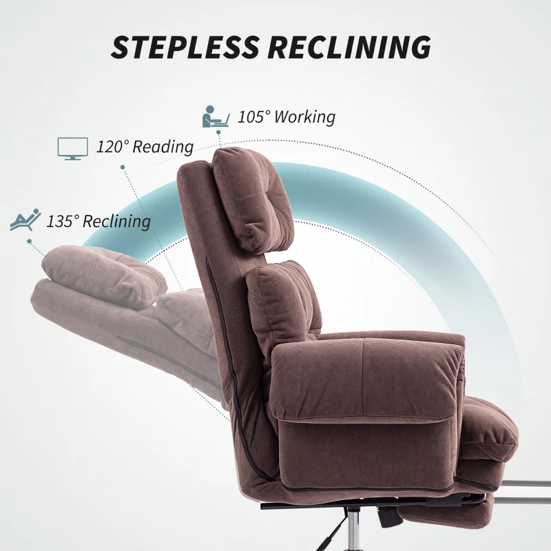 HOMCOM Reclining Executive Computer Desk Chair, Ergonomic Office Chair with Footrest and Thickly Padded, Coffee